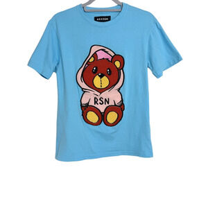 Reason Clothing RSN Bear Chenille Patch Tee Women's S Baby Blue Streetwear NYC